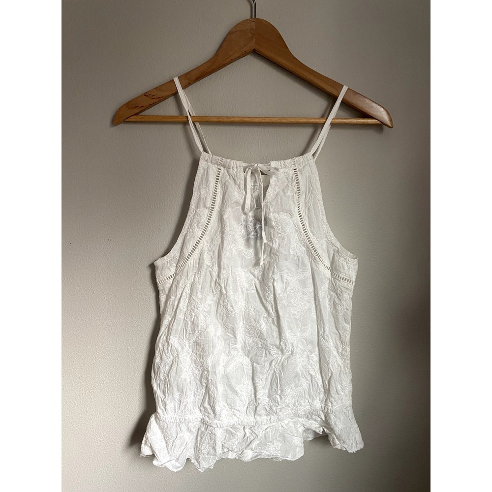 Rock & Roll Cowgirl Lace Floral Cotton Ruffle Dainty Blouse Small Boho Cottage - Picture 3 of 5